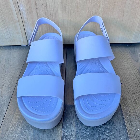 Crocs Brooklyn Low Wedge Platform Sandals Lavender Size 11 Comfort Slide - Picture 3 of 6